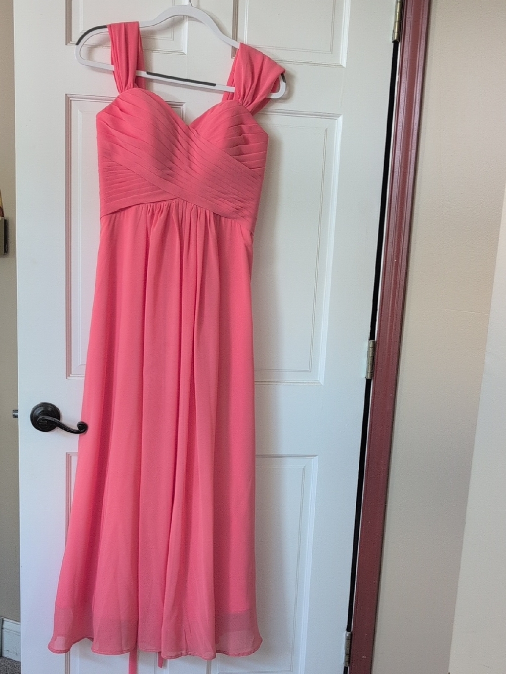 Pink Chiffon Empire Waist Maxi Dress